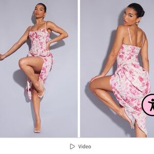 Fuchsia tie dye corset and skirt set